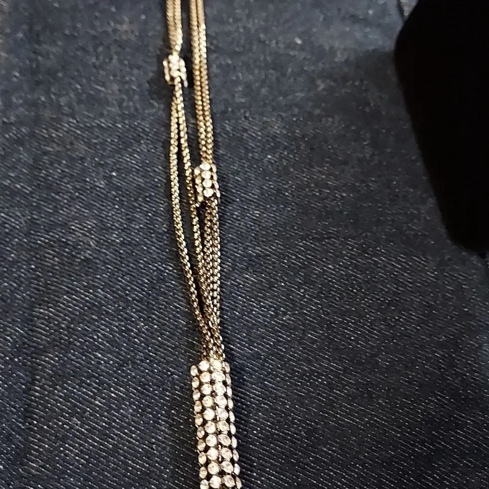 PARKLANE crystal necklace pendant tassel long necklace hematite